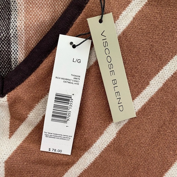 Tahari Dolman Sleeve V-Neck Striped Sweater NWT Size L - Picture 4 of 6